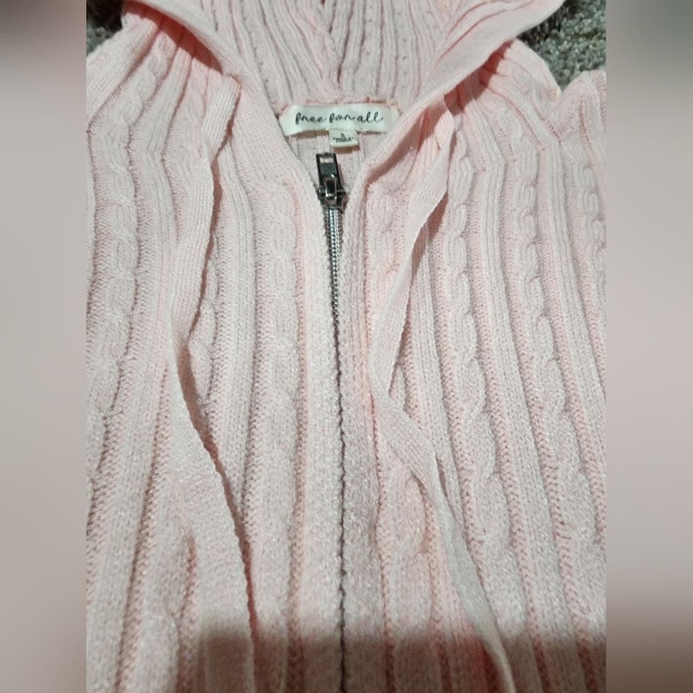 Free For All Pink Hooded Women's Sweater S Junior - Picture 2 of 3